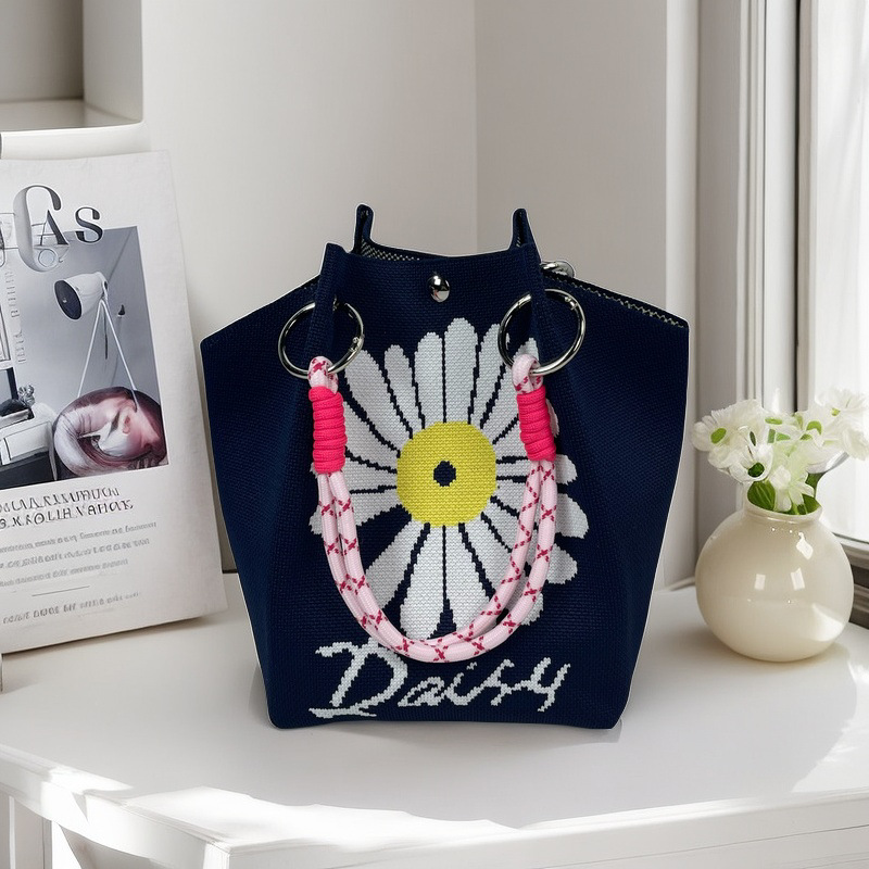 Nicho de diseño blanco y negro jersey jersey bolso de mano casual versátil gran capacidad bolso de mochila fábrica directa