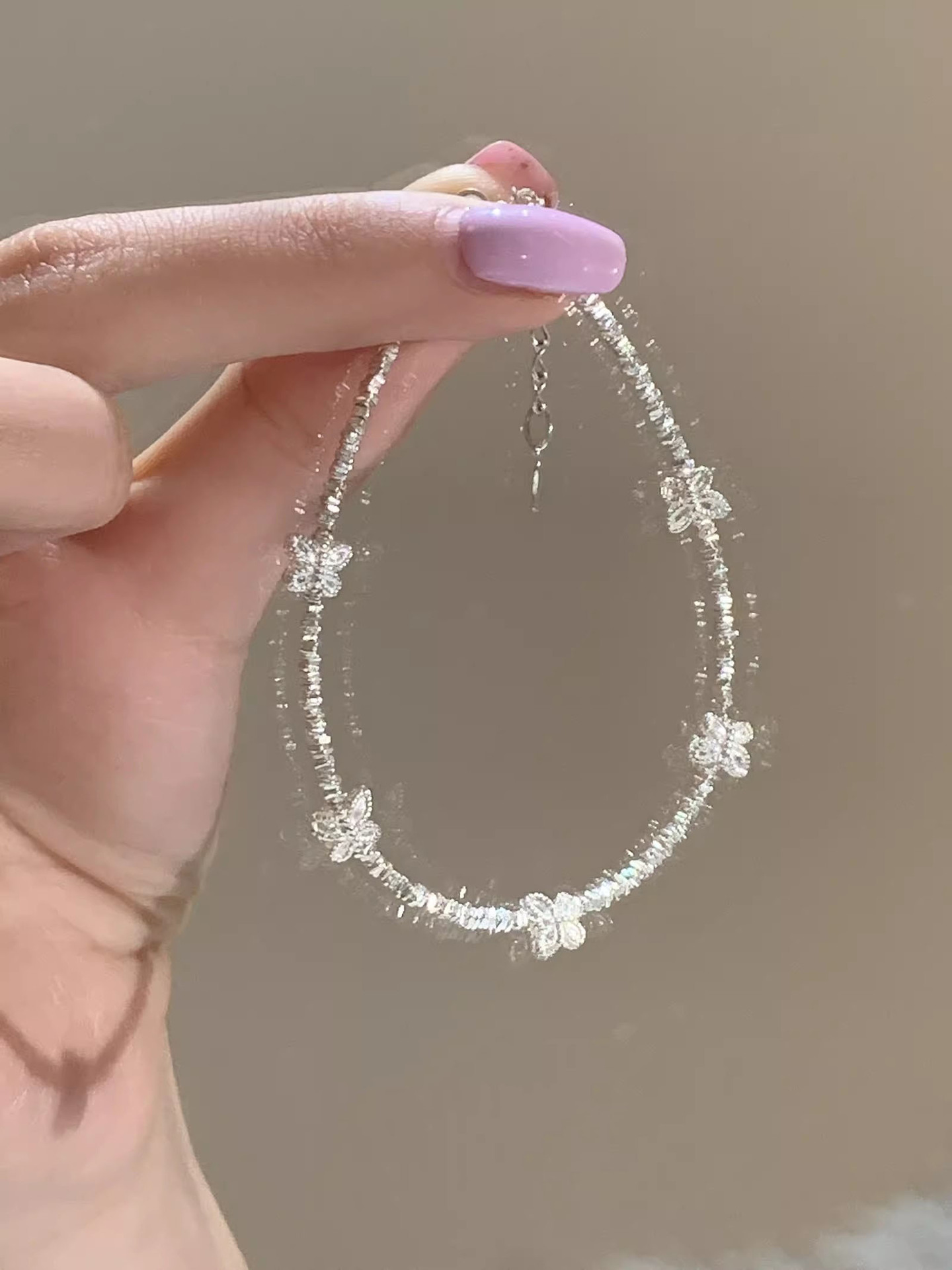 7g Weight Bracelets Classification 925 sterling silver Chain Material 1 Piece Quantity Daily Occasion 925 Sterling Silver Material Butterfly Pattern Women's Gender Beaded, Polishing Design Sweet, IG Style Style 925 Sterling Silver Bracelets Sweet IG Style 3