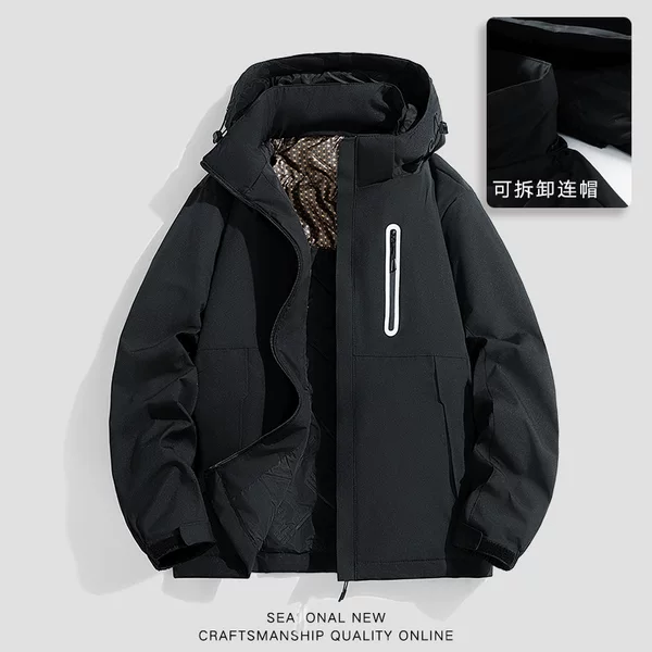 Graphene Cotton Jacket Cross-Border New Autumn and Winter Outdoor Windproof and Waterproof Jacket for Men and Women with Detachable Hood Jacket