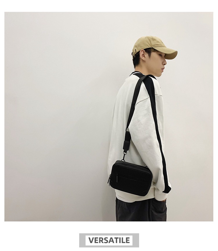 Men's Solid Color Pu Leather Zipper Shoulder Bag display picture 5