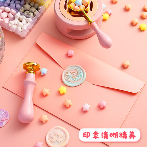 Fire paint seal wax particles candle storage box tool pearlescent special-shaped envelope seal beautiful spark paint wax particles