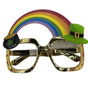 Factory direct supply rainbow color Irish party ball glasses St. terparick's Festival Clover hat glasses
