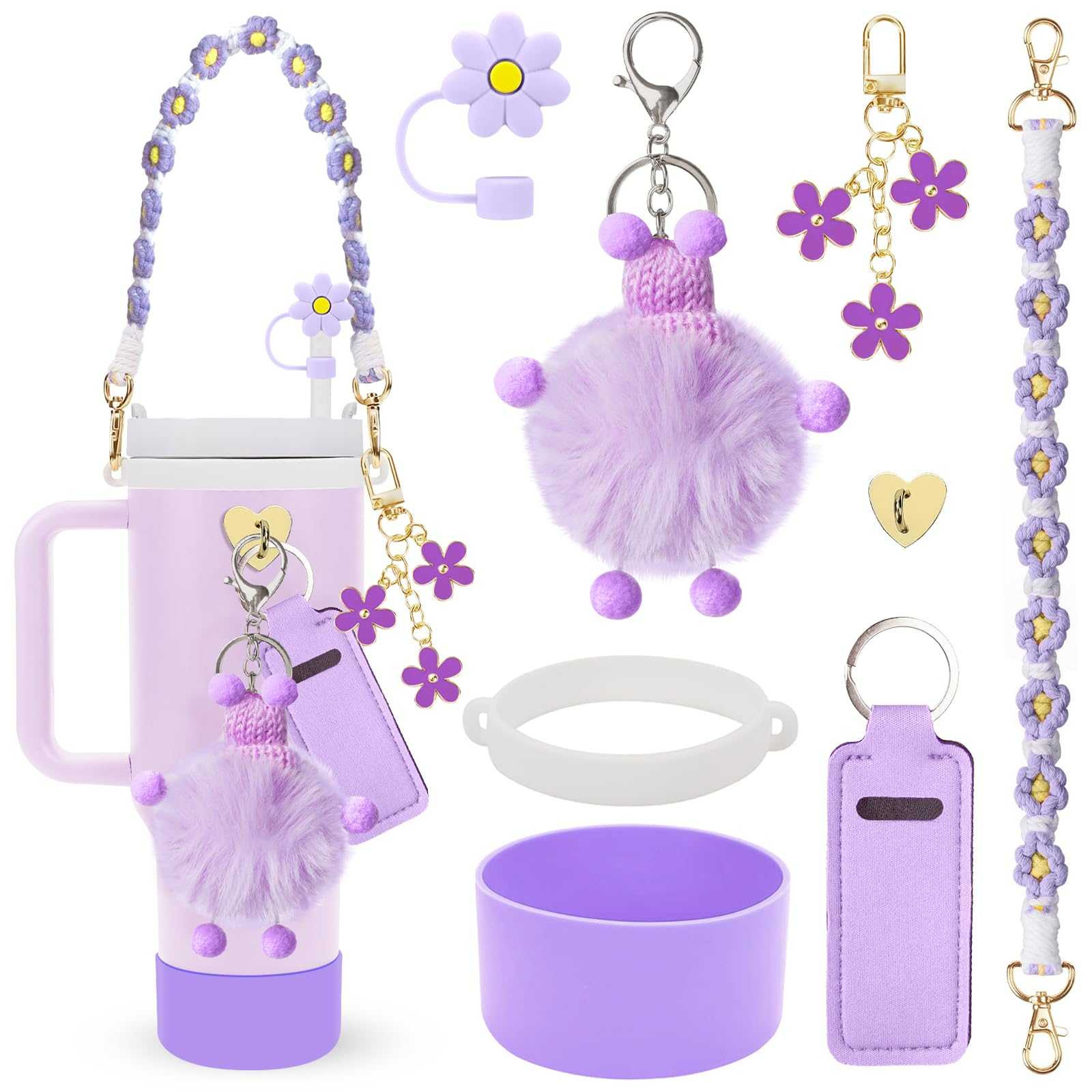 Accesorios de Amazon Stanley 40oz tejido corda de mano flor nudo gorra de paja cubierta taza colgante de pelo
