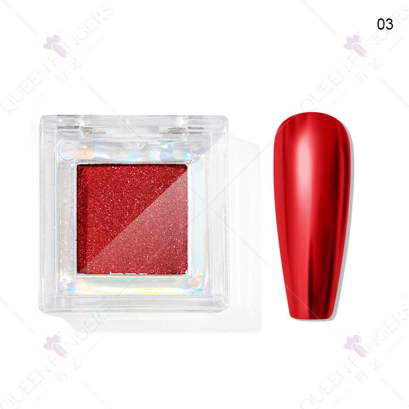 Nuevo brillo de uñas color sólido espejo mágico polvo cuadrado caja brillo láser polvo de titanio polvo de oro polvo de hadas polvo de sombra de ojos en polvo
