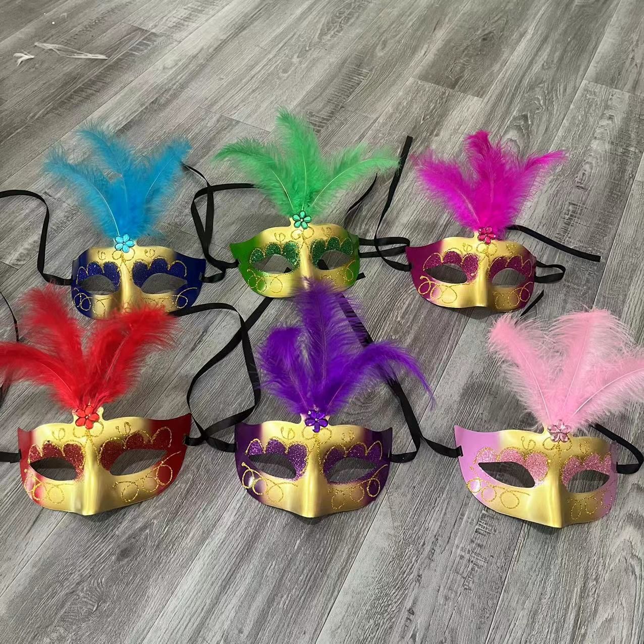 批发led发光面具万圣节面具工艺礼品舞会派对夜晚羽毛面具