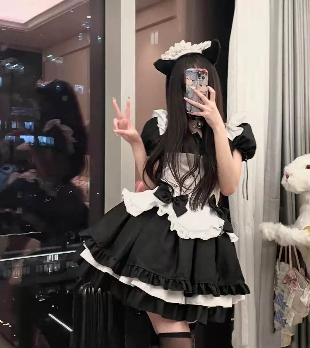Костюм из Lolita-рабыня для косплея, короткая оборчатая юбка с фартуком, черно-белый, размеры S–XXL