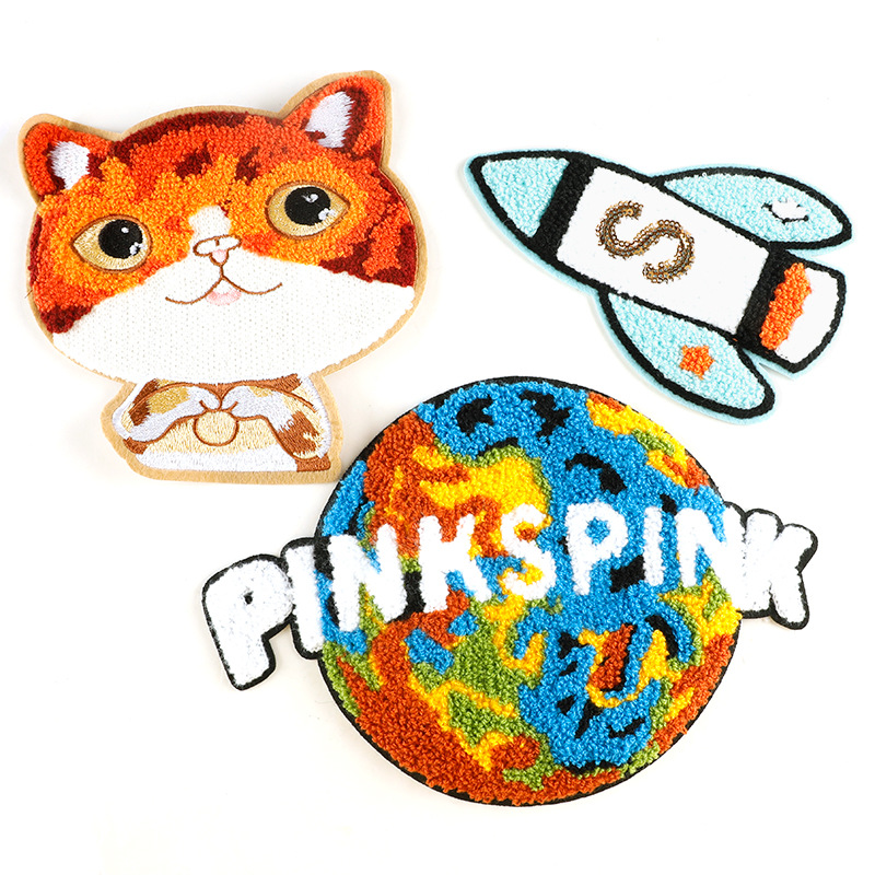 电脑绣花标毛巾绣徽章服装辅料DIY猫头鹰英文字母补丁贴刺绣布贴