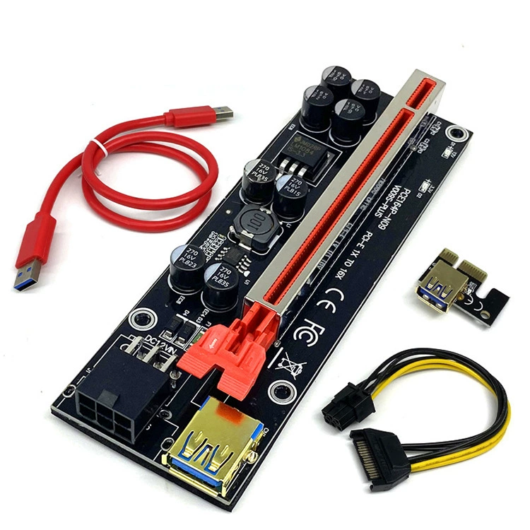 VER009S Plus Riseers PCI-E 1X к 16X адаптер 6-пин питание GPU