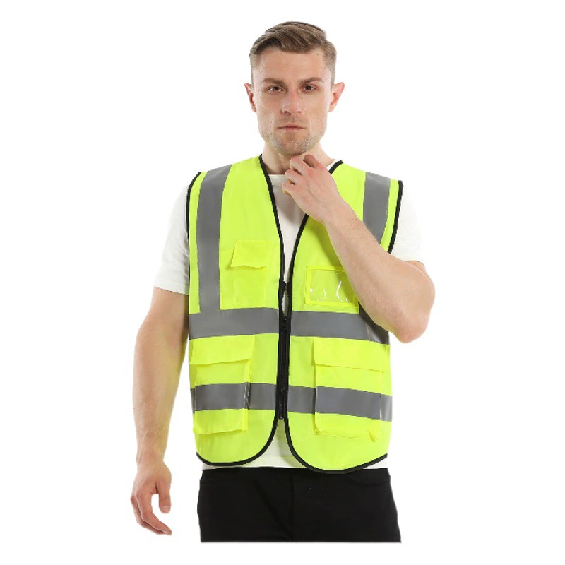 Светоотражающий жилет с множеством карманов, сетчатый, персиковой формы, для строительства, дорожных работ, санитарных служб, с принтом