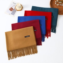 棉质纯色围巾女冬季保暖羊毛羊绒围巾秋冬女士披肩围巾韩系氛围感