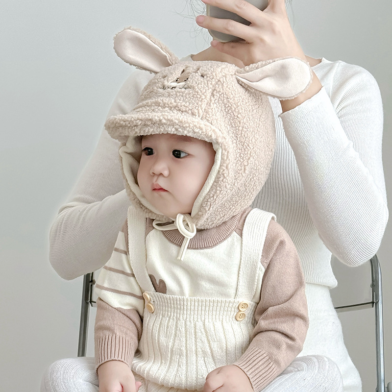 Sombrero de bebé invierno lindo conejo caliente gorra de peluche gruesa para niños y niñas gorra de pelo para niños