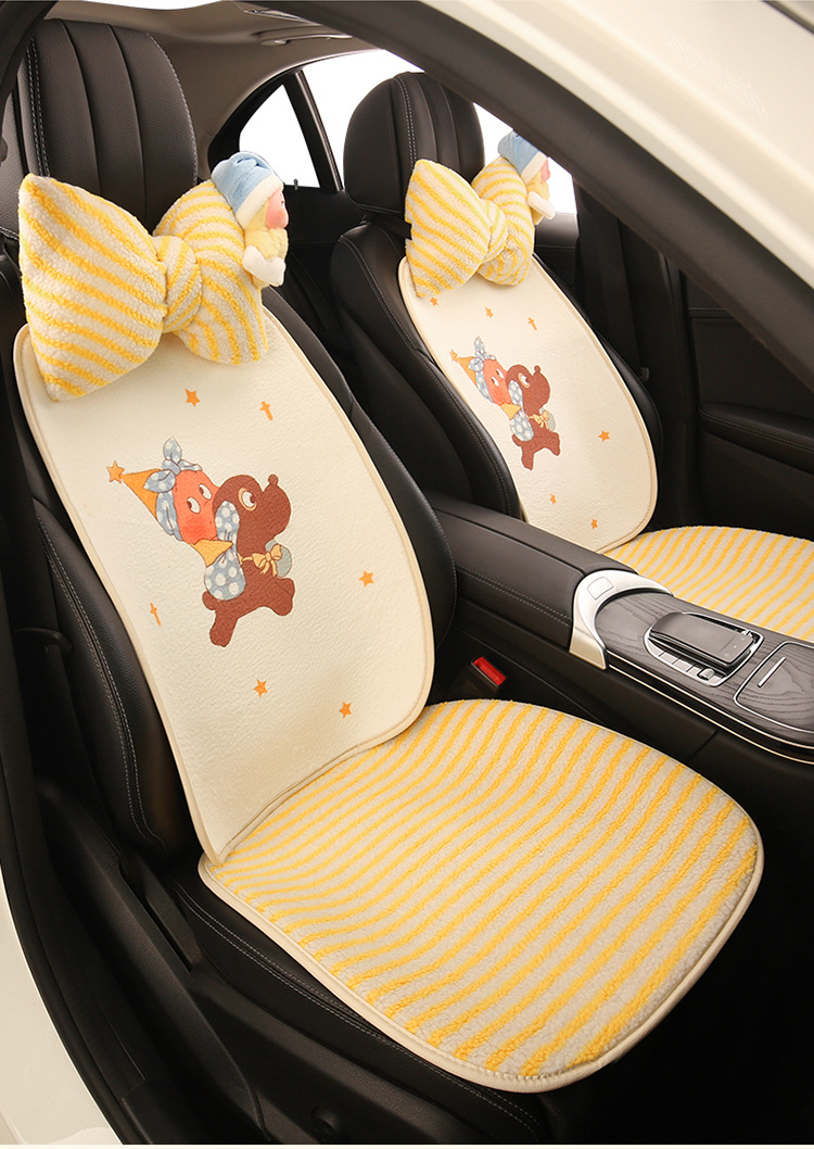 Winter Plush Thickened Car Seat Cushion Cartoon Five-Seat Universal