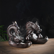 跨境大号龙摆件中式倒流香炉陶瓷仿古家居室内线香插沉香檀香线香