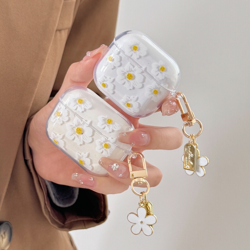 Transparent White Flower Design Suitable for Apple AirPods Pro 3 Protective Case, Soft Earphone Cover for Pro 2, Popular Fashion Item for Export Transparent White Flower Design Suitable for Apple AirPods Pro 3 Protective Case, Soft Earphone Cover for Pro 2, Popular Fashion Item for Export