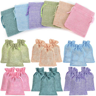 24pcs Christmas linen bundle pocket drawstring storage gift bag candy jewelry bag wedding packaging bag