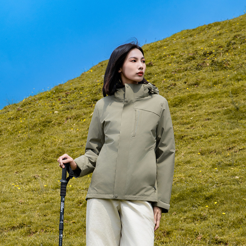 Ropa de asalto para mujeres al aire libre a prueba de viento impermeable 3 - en - 1 ropa de montaña para hombres sensación de alto nivel de invierno y otoño abrigo de terciopelo image 7