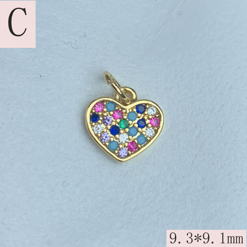 1 Piece 12.1*12.5mm 7.8*12.5mm 9.7*8.1mm Copper Artificial Crystal Zircon 18K Gold Plated Heart Shape Lock Pendant display picture 3