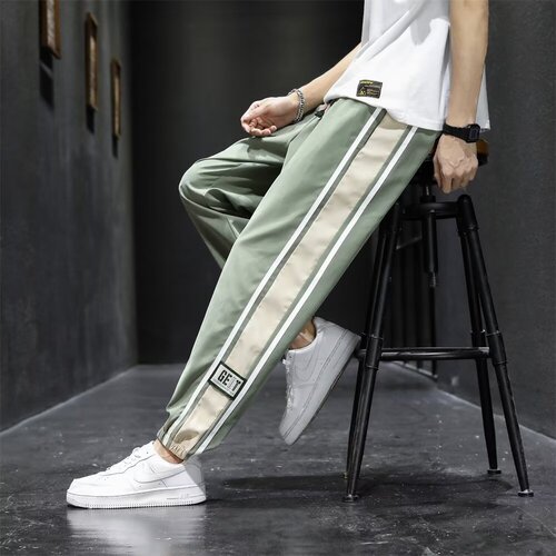 Big and Tall Men's Spring and Autumn Season Streetwear Fat Boy Small Leg Guard Pants Youth Added Fat Plus Leisure Pants Sports Pants
