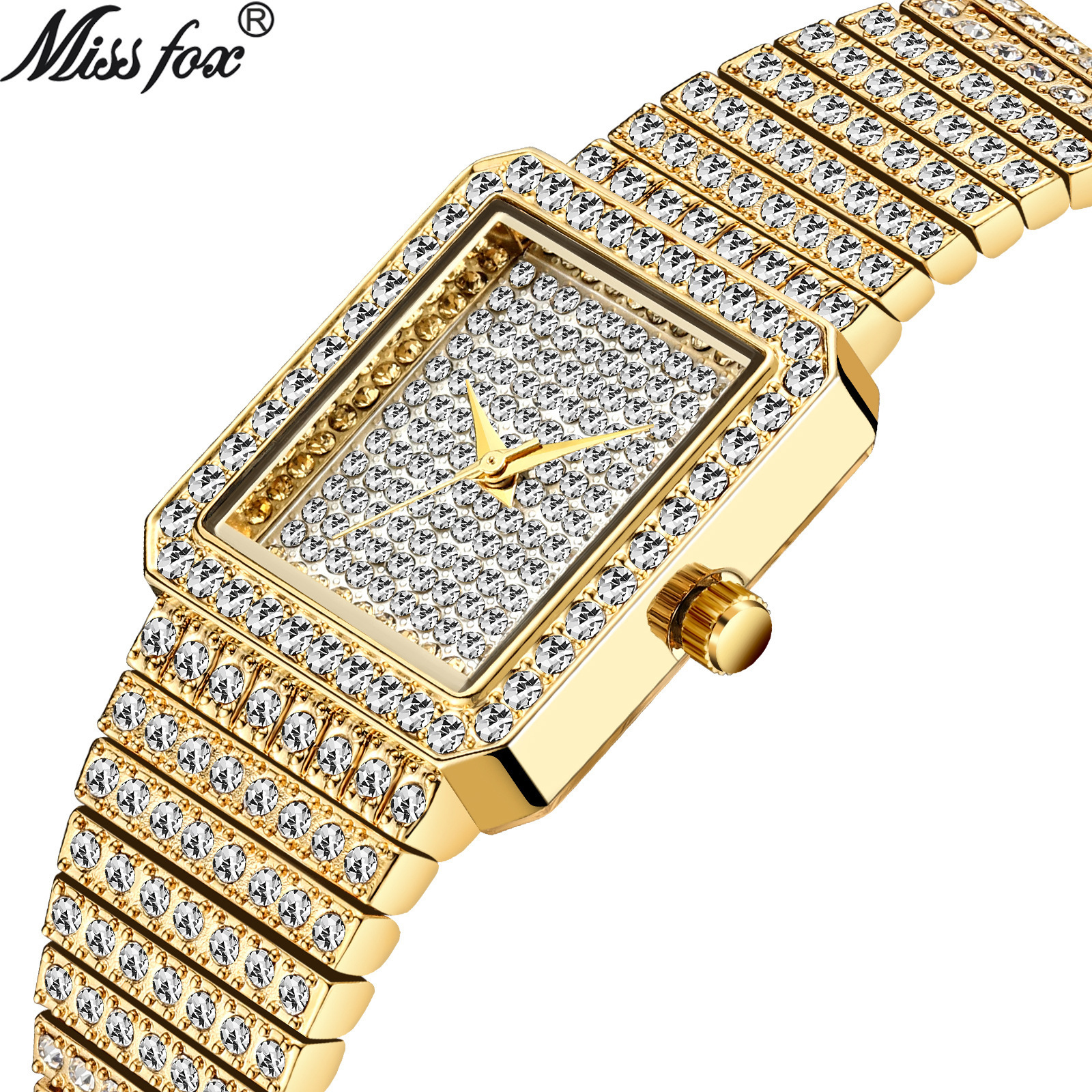Miss Fox New Fashion Watch Korean Version Export Popular Square Casual Trendy Diamond Men's and Women's Quartz Watch