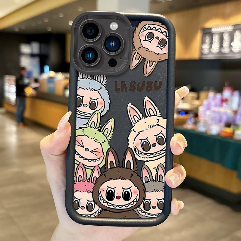 楽しい漫画バブルマート Apple 16 携帯電話ケース Labubu 14/15plus オールインクルーシブ落下防止ソフトケースに適しています|undefined