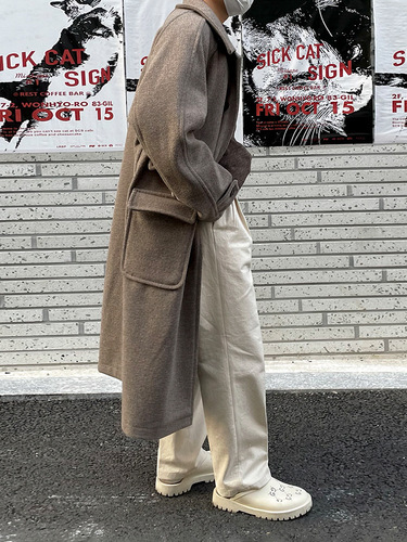 MYQ premium lapel H-shaped woolen coat men's winter thick mid-long coat Korean loose woolen windbreaker