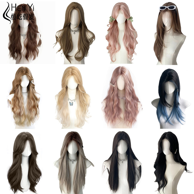 forehead lace wig women's full head cover daily lolita natural full top simulation big wave eight air bangs forehead lace wig women's full head cover daily lolita natural full top simulation big wave eight air bangs