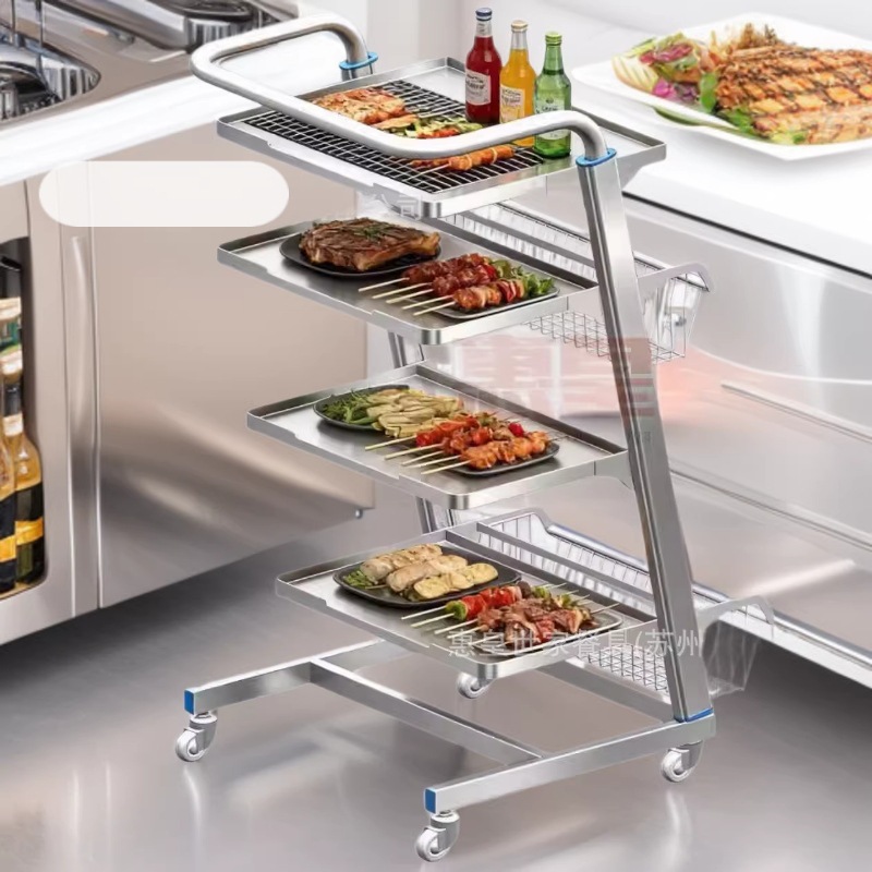 Haidilao Functional Trolley Storage Rack Restaurant Hot Pot Shop Mobile Cart Self-Service Cart