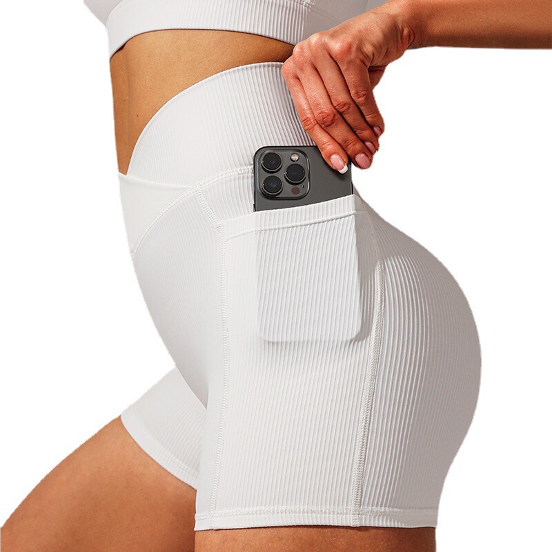 New Stereo lulu Summer Yoga Shorts Elastic Running Cross Waist Hip Thin Thread Yoga Shorts