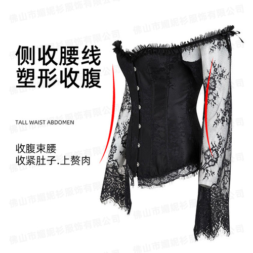 Hot-selling off-shoulder tummy-control waist-shaping tops from Europe and the U.S. — court-style lace wedding evening dresses and court-style corsets.