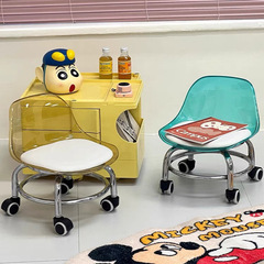 アクリルの小さい腰掛けの滑車の低い腰掛けの家庭用の静音の万能な車輪の小さい椅子の子供は歩いて背もたれの椅子を移動します。