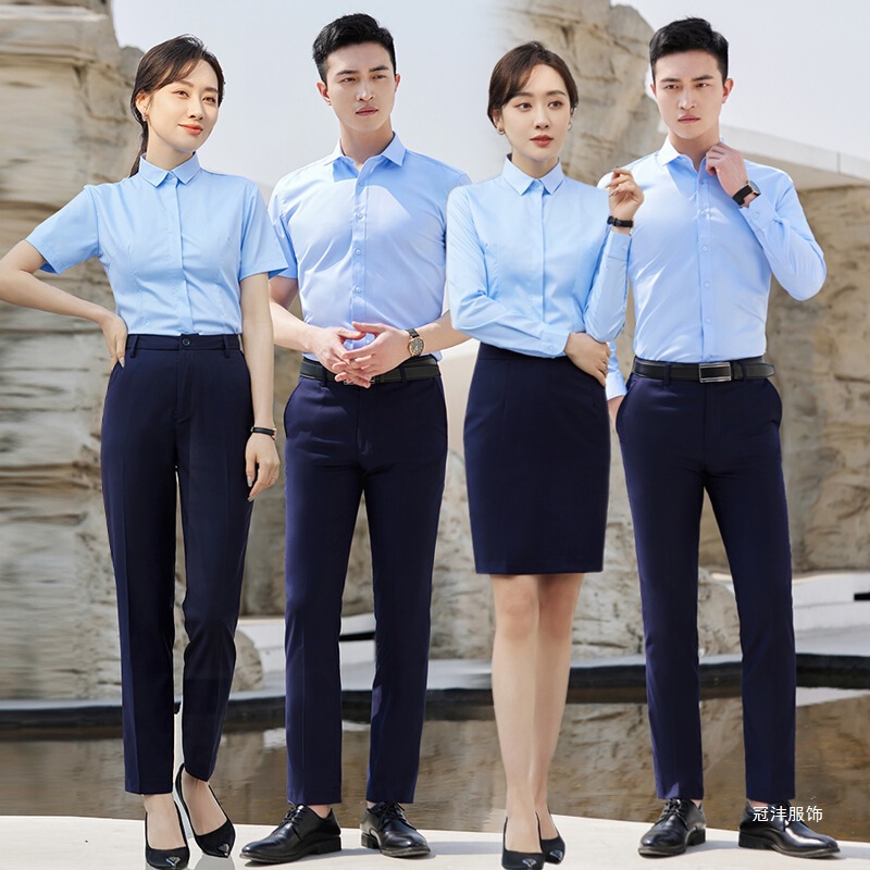 Men's and Women's Elastic Sales Work Clothes Business Formal Wear College Student Professional Shirts Bamboo Fiber Bank Interview Shirts Men's and Women's Elastic Sales Work Clothes Business Formal Wear College Student Professional Shirts Bamboo Fiber Bank Interview Shirts