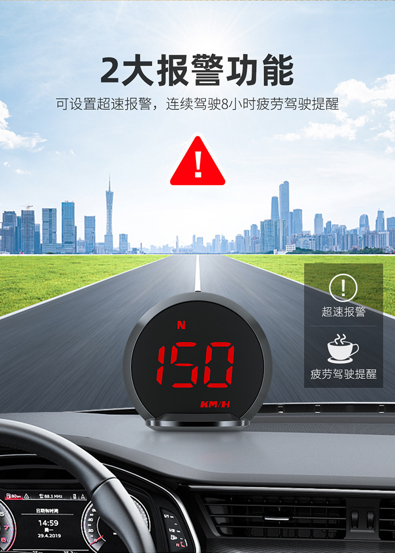 New cross-border colorful light HUD head-up display, universal car speedometer, GPS multi-function on-board computer