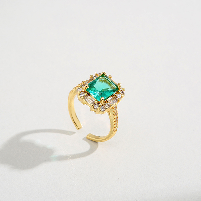 Fashion Square Copper Inlaid Zircon Rings