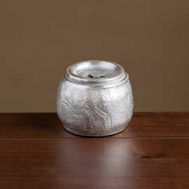 纯手工鎏银圆满建水茶洗家用紫泥复古茶渣缸水盂茶桌杯洗茶道配件