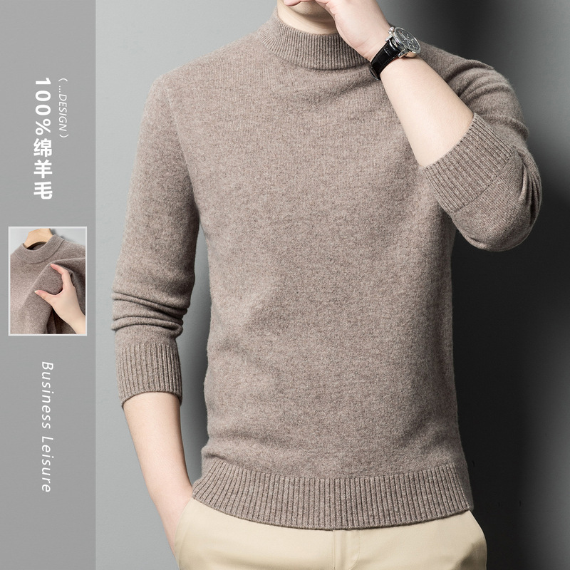 100% Pure Wool Sweater for Men, Half Turtleneck, Thickened for Autumn and Winter, Warm Inner Layer, Base Shirt for Middle-Aged and Elderly, Plain Sweater 100% Pure Wool Sweater for Men, Half Turtleneck, Thickened for Autumn and Winter, Warm Inner Layer, Base Shirt for Middle-Aged and Elderly, Plain Sweater