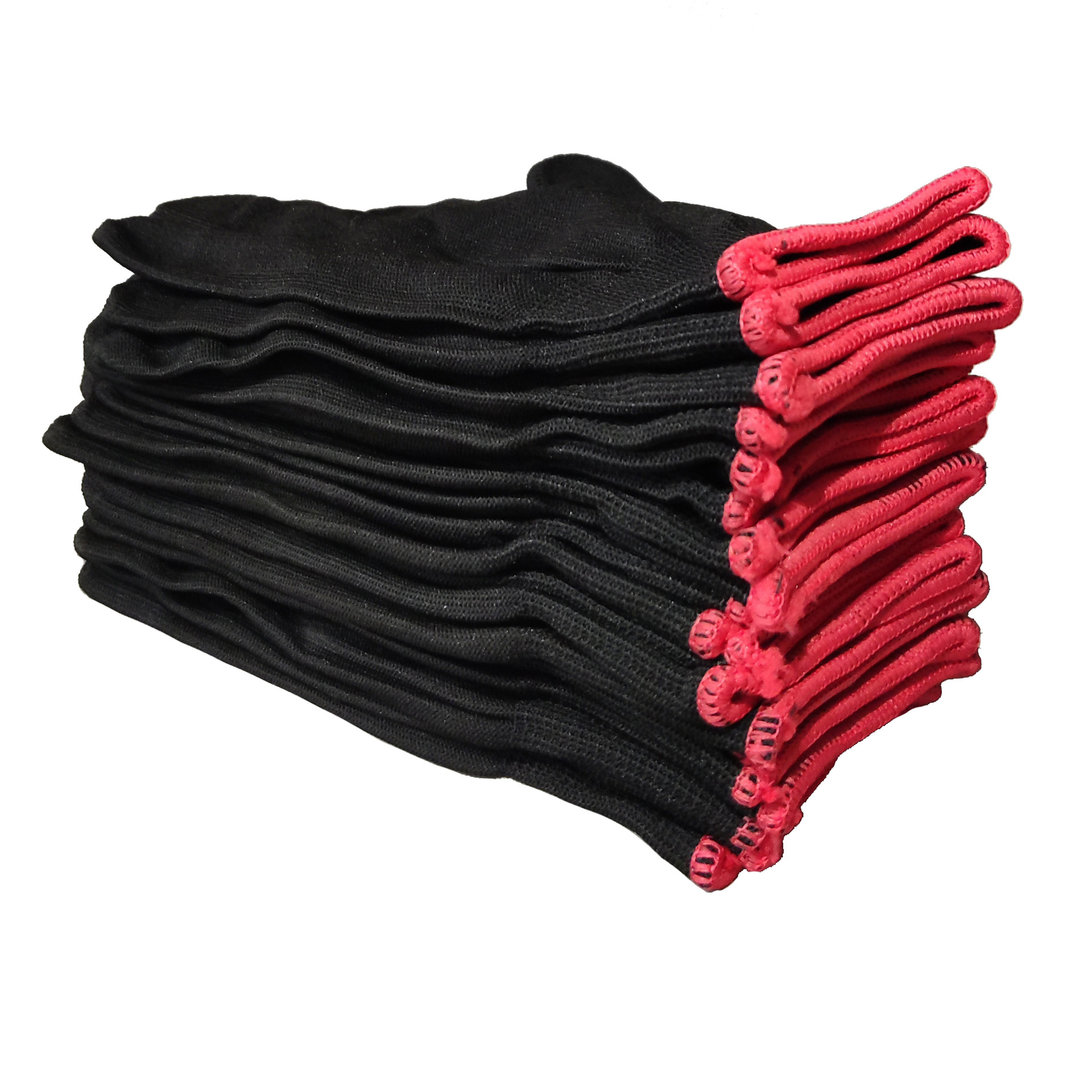 검정색 빨간색 가장자리 나일론 장갑 [4 쌍]