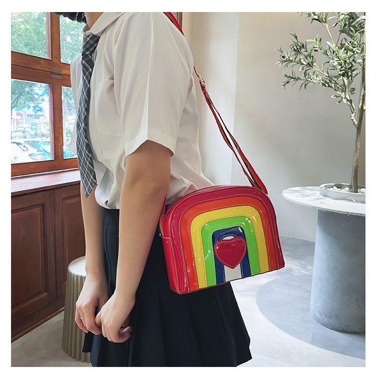 Wholesale Creative Hit Color Rainbow Heart Shape Messenger Bag Nihaojewelry display picture 19