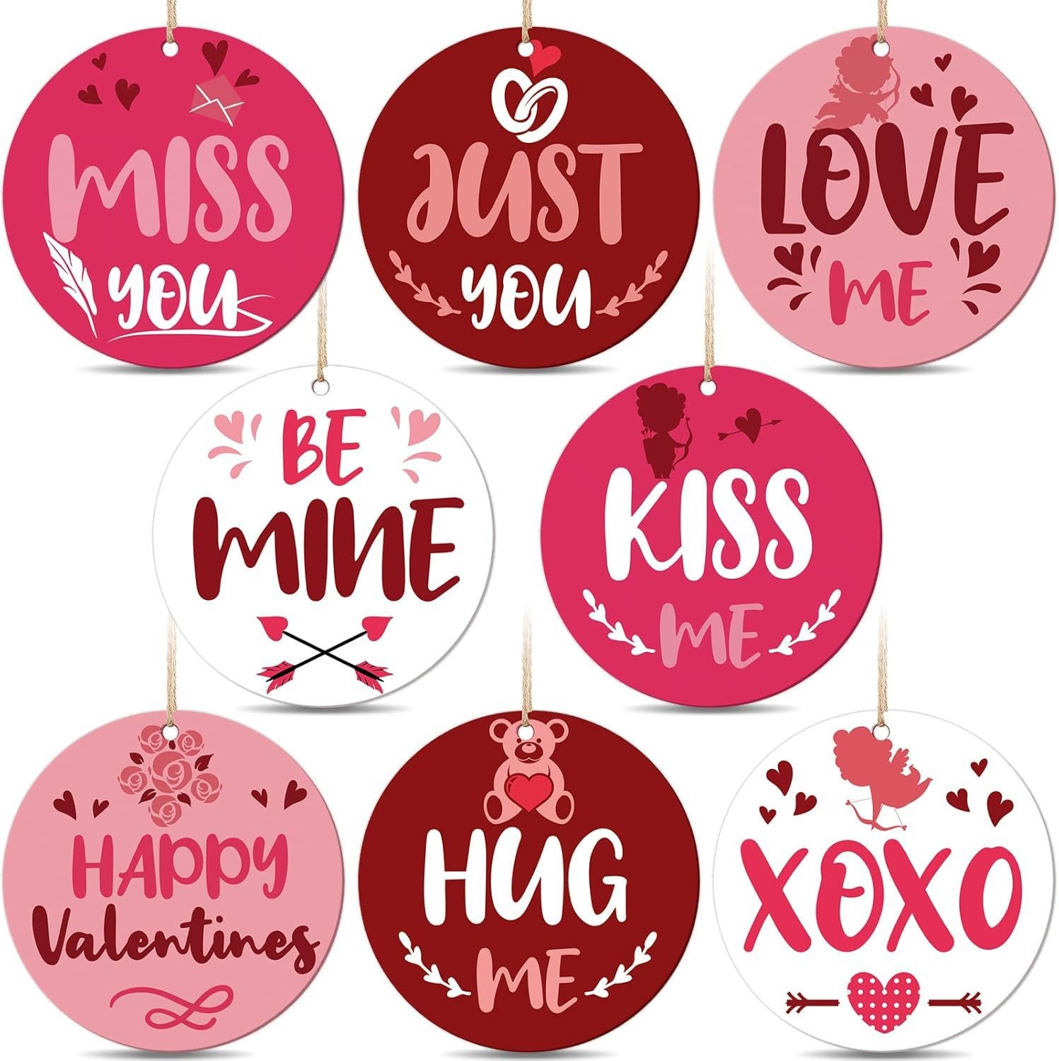 跨境情人节圆形切片适用于节日派对装饰婚礼家居室内户外挂饰