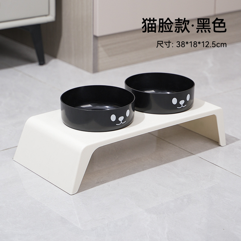 Tazón para mascotas Tazón para gatos anti-volcado Tazón para gatos Protector de cuello para gatos Tazón para perros Tazón doble de acero inoxidable Tazón para perros nuevo transfronterizo al por mayor