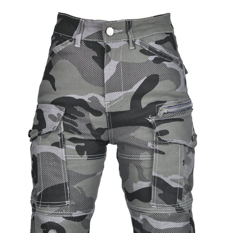 Volero motocicleta jeans Caballero de las mujeres casual retro camuflaje cintura alta transpirable motocicleta equitación anti-caída pantalones