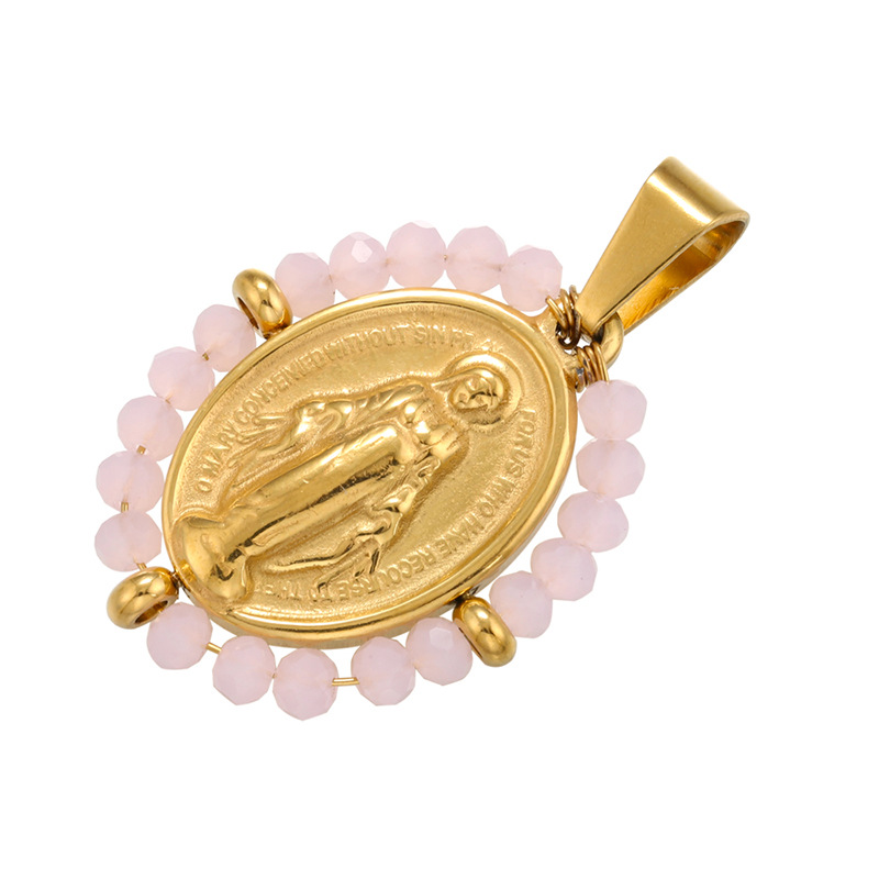 8g Weight 0.03µm Gold Plating Thickness Electroplating Gold Plating Process Pendant Jewelry Making Type 18K Gold Plated Plating Material Copper Material Virgin Mary Pattern Plating Craft White, Purple, Green, Gold, Black Color Copper 18K Gold Plated 6