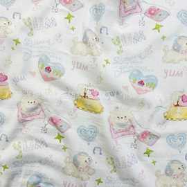 全棉活性数码印染布料 纯棉卡通可爱狗狗印花面料 童装家居服睡衣