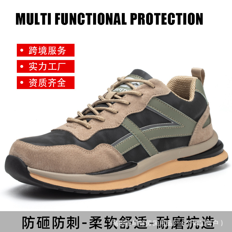 Zapatos de trabajo de cuatro estaciones de moda transpirables anti-golpe anti-perforación para hombres, zapatos de trabajo casuales resistentes al desgaste, cómodos y resistentes a la fabricación