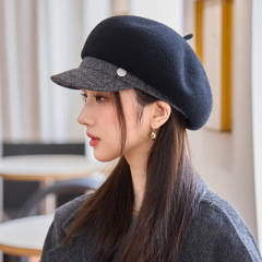 韩版百搭羊毛呢保暖贝雷帽女秋冬文艺复古加厚画家帽大头围报童帽