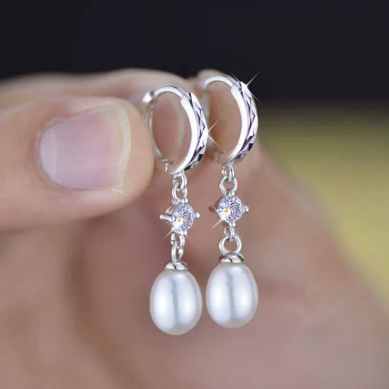 Модные серебряные серьги с чистым жемчугом 925 пробы для мамы или подруги, подарок на день рождения, универсальные модные гипоаллергенные серьги