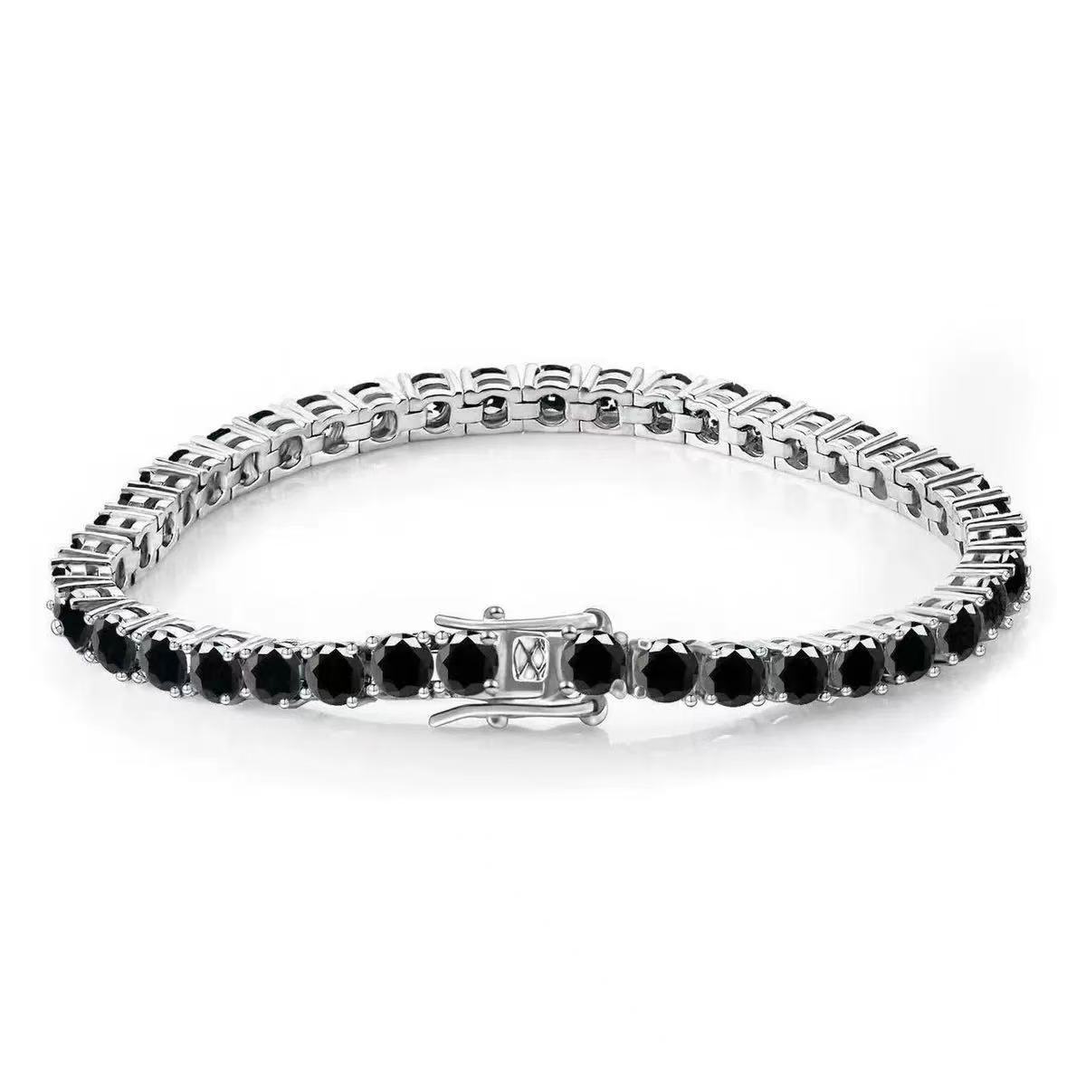 Black diamond white gold 4mm / 6inch bracelet (about 16cm long)