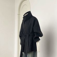 新款简约通勤气质秋冬羊毛保暖加厚双面羊绒中长款大衣外套女