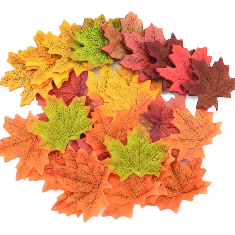 Simulated Maple Leaves Are a Hot Cross-Border Seller, Available in Various Styles and Colors, Mixed Packs for Halloween and Christmas, a Popular Item on Amazon