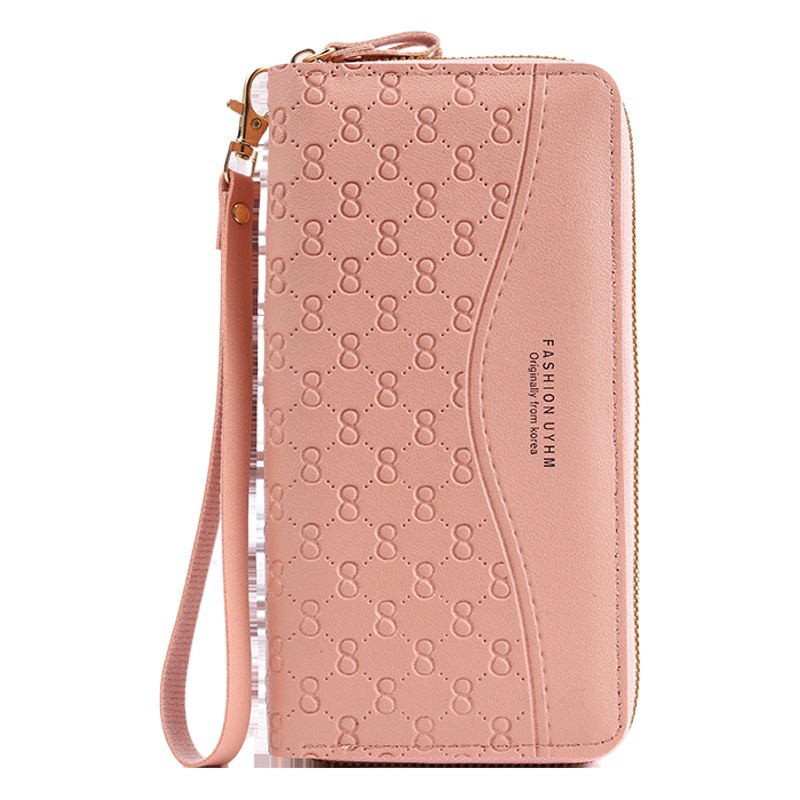 2022 nueva cartera de las mujeres de cremallera larga Cartera de moda en relieve de gran capacidad mamá teléfono móvil Cambio de embrague