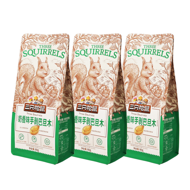 三只松鼠奶香味巴旦木80g/袋休闲零食手剥扁桃核坚果干果包邮